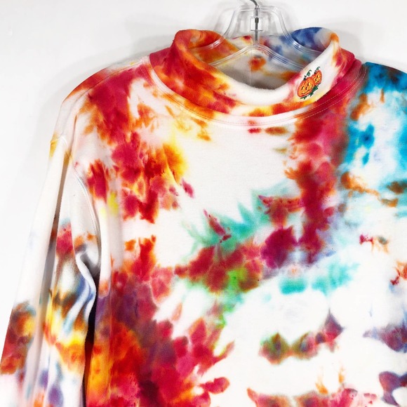 Pumpkin King Tie Dye Top Eagles Eye Sweater Jack o Lantern Pumpkin Halloween 822 - Picture 4 of 12